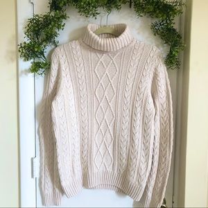 Croft&Barrow Cable Knit Cotton Turtleneck Sweater